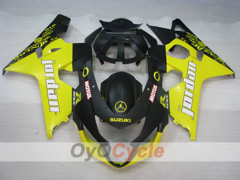 Kit de carénages en injection pour GSXR600 04-05 - Jaune, noir, mat - DUNLOP, Jordan, MOTUL #OYO87901197