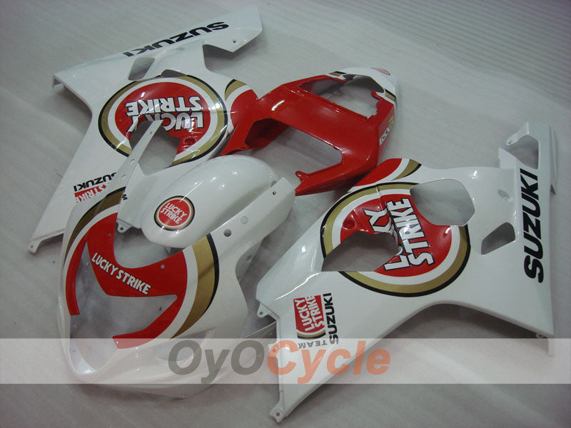 Kit de carénages en injection pour GSXR600 04-05 - Rouge, blanc - Lucky Strike #OYO87901203