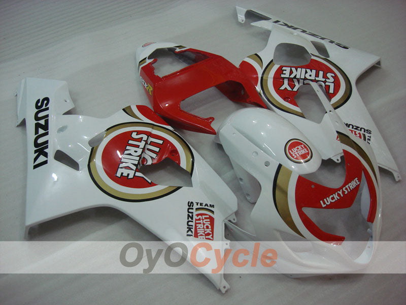 Kit de carénages en injection pour GSXR600 04-05 - Rouge, blanc - Lucky Strike #OYO87901203