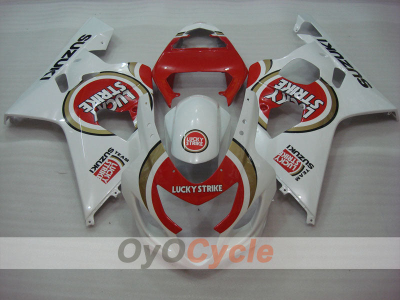 Kit de carénages en injection pour GSXR600 04-05 - Rouge, blanc - Lucky Strike #OYO87901203