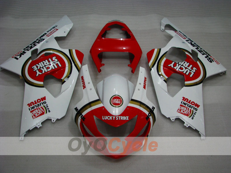 Kit de carénage injecté pour GSX R750 04-05 - Rouge, Blanc - Lucky Strike #OYO87901260