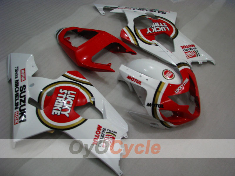 Kit de carénage injecté pour GSX R750 04-05 - Rouge, Blanc - Lucky Strike #OYO87901260