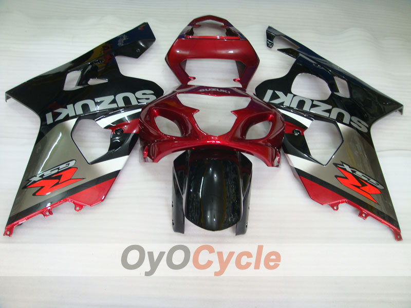 Kit de carénage à injection pour GSXR600 04-05 - Rouge, Noir - Style usine #OYO87901392