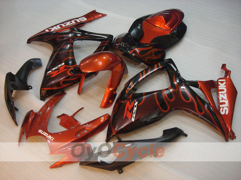 Kit de carénage à injection pour GSX R600 06-07 - Orange, noir - Flamme #OYO87901497