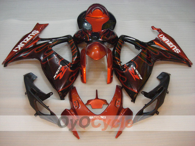 Kit de carénage à injection pour GSX R600 06-07 - Orange, noir - Flamme #OYO87901497