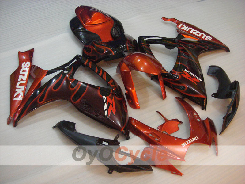 Kit de carénage à injection pour GSX R600 06-07 - Orange, noir - Flamme #OYO87901497