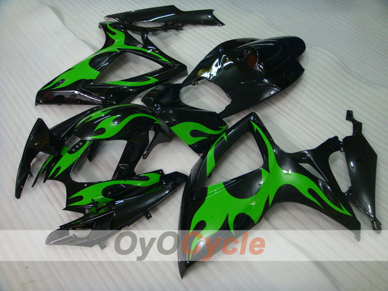 Kit de carénage moulé par injection pour GSX R600 06-07 - Vert, noir - Flame #OYO87901500 Image principale du produit