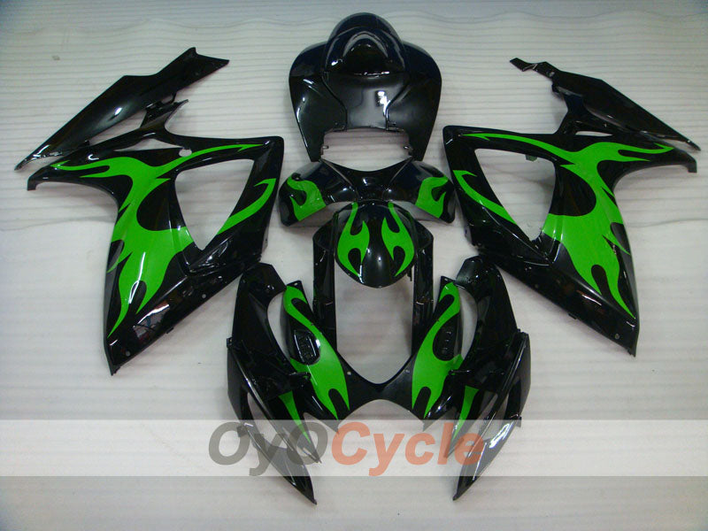 Kit de carénage à injection pour GSX R750 06-07 - Vert, Noir - Flamme #OYO87901293 Image principale du produit
