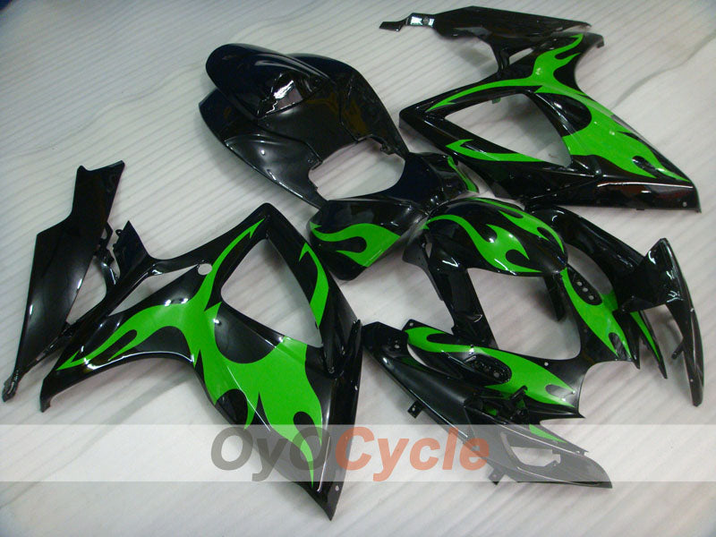 Kit de carénage à injection pour GSX R750 06-07 - Vert, Noir - Flamme #OYO87901293