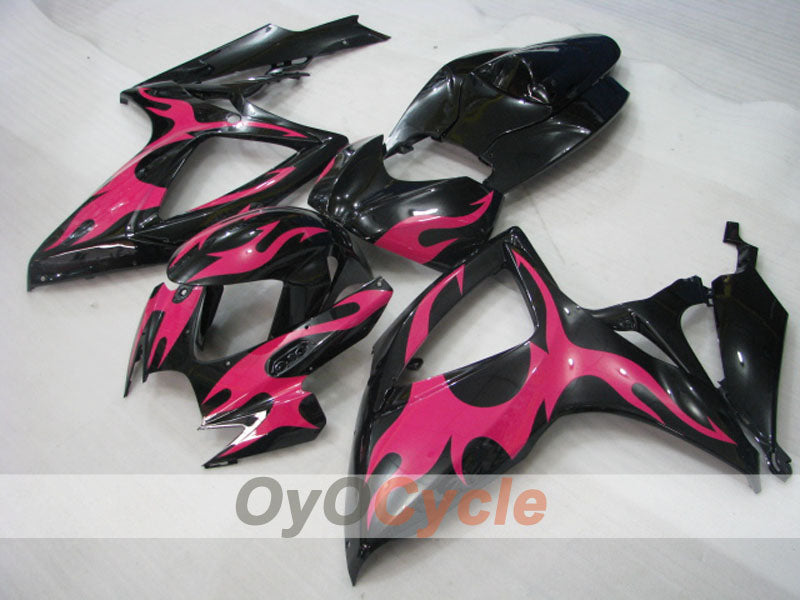 Kit de carénage à injection pour GSX R750 06-07 - Noir, Rose - Flamme #OYO87901298 Image principale du produit