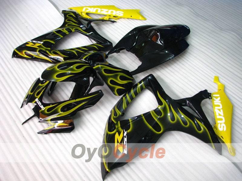 Kit de carénage moulé par injection pour GSX R600 06-07 - Jaune, noir - Flame #OYO87901504