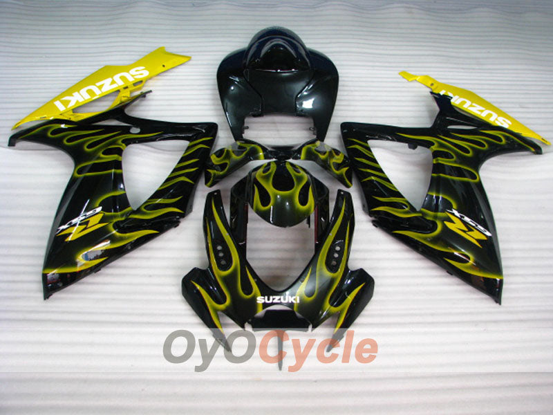 Kit de carénage moulé par injection pour GSX R600 06-07 - Jaune, noir - Flame #OYO87901504