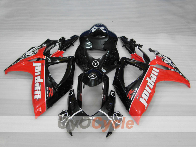 Kit de carénage moulé par injection pour GSX R600 06-07 - Rouge, noir - Jordan #OYO87901505