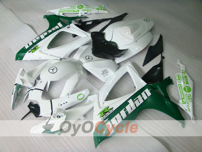 Kit de carénage à injection pour GSX R750 06-07 - Vert, Blanc - Jordan #OYO87901303