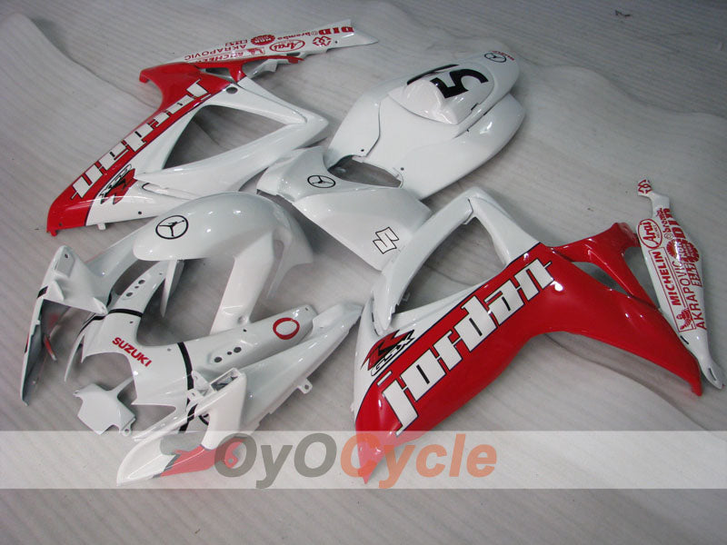 Kit de carénage à injection pour GSX R750 06-07 - Rouge, Blanc - Jordan #OYO87901305