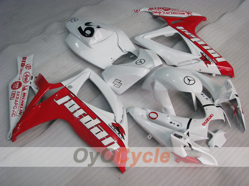 Kit de carénage à injection pour GSX R750 06-07 - Rouge, Blanc - Jordan #OYO87901305