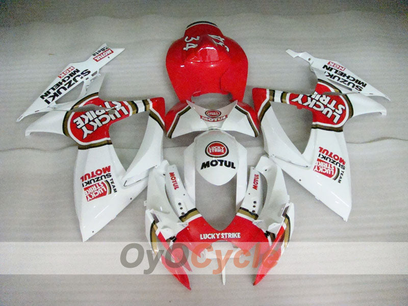 Kit de carénage à injection pour GSX R600 06-07 - Rouge, Blanc - Lucky Strike, MICHELIN, MOTUL #OYO87901513