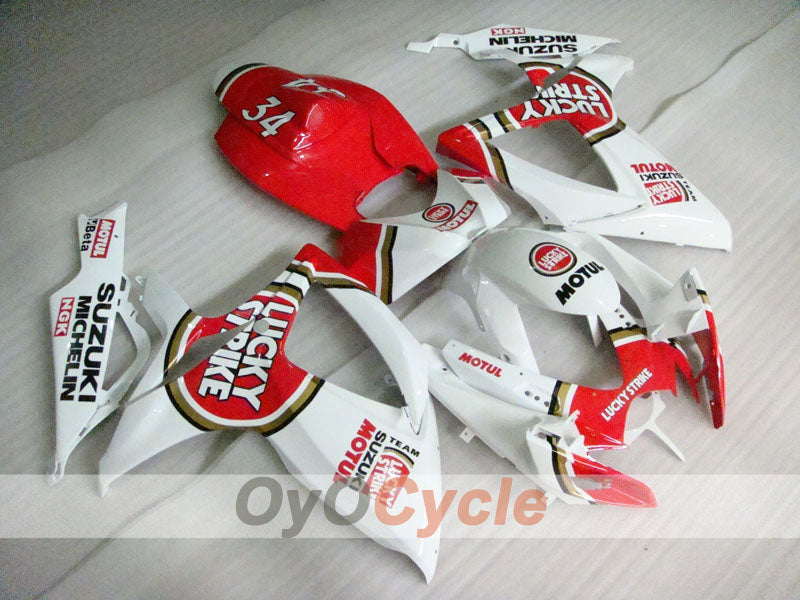 Kit de carénage à injection pour GSX R750 06-07 - Rouge, Blanc - Lucky Strike #OYO87901307