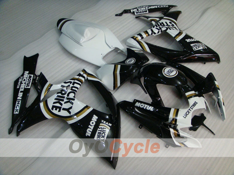 Kit de carénage à injection pour GSX R600 06-07 - Blanc, Noir - Lucky Strike, MICHELIN, MOTUL #OYO87901515