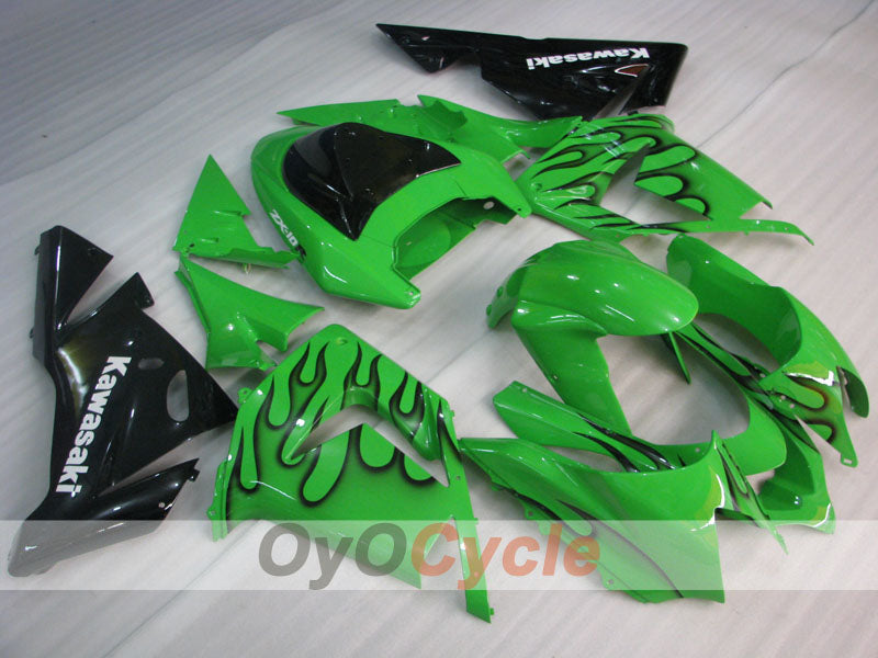Kit de carénage injecté pour NINJA ZX-10R 04-05 - Vert, noir - Flamme #OYO87901536