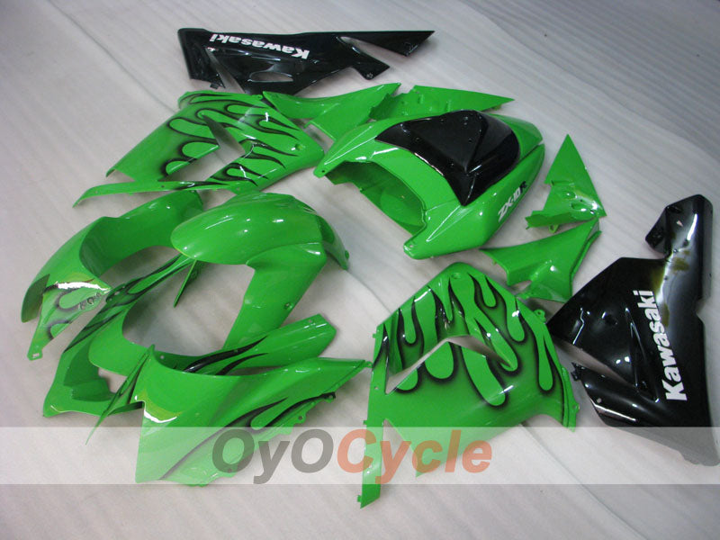 Kit de carénage injecté pour NINJA ZX-10R 04-05 - Vert, noir - Flamme #OYO87901536