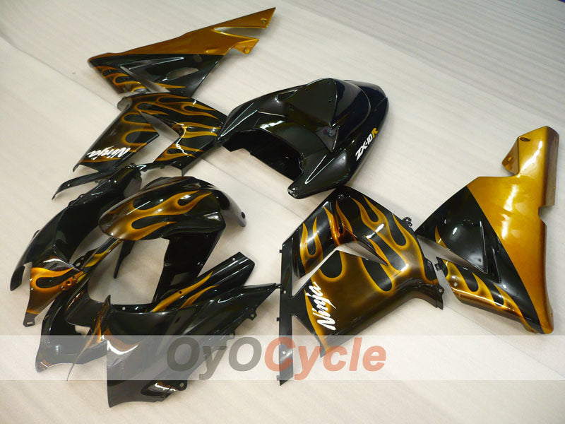 Kit de carénage à injection pour NINJA ZX-10R 04-05 - Noir, marron - Flamme #OYO87901538