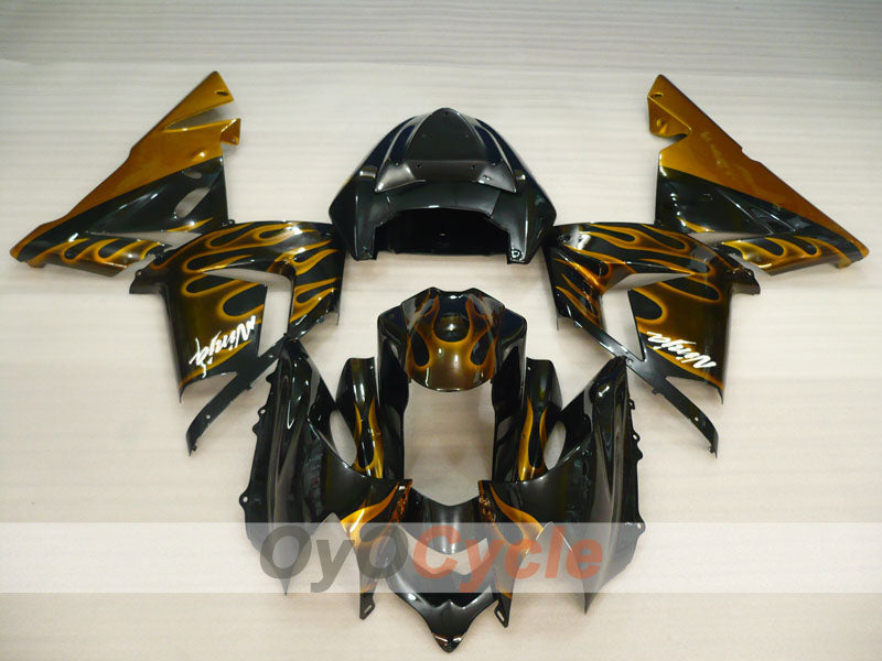 Kit de carénage à injection pour NINJA ZX-10R 04-05 - Noir, marron - Flamme #OYO87901538