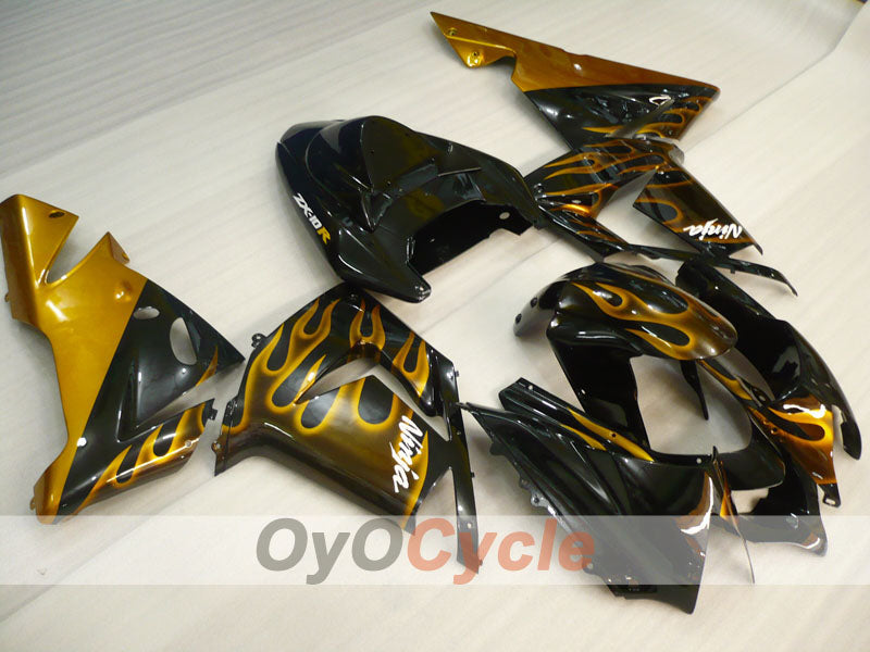 Kit de carénage à injection pour NINJA ZX-10R 04-05 - Noir, marron - Flamme #OYO87901538