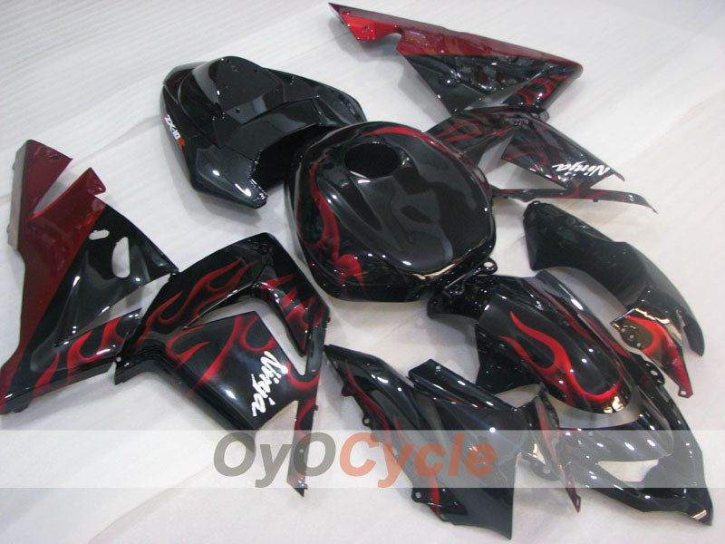 Kit de carénage à injection pour NINJA ZX-10R 04-05 - Rouge, noir - Flamme #OYO87901540