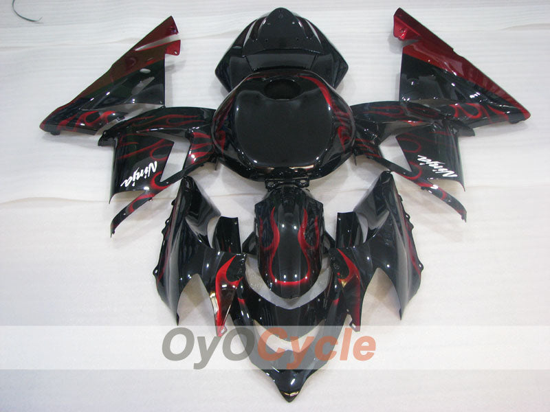 Kit de carénage à injection pour NINJA ZX-10R 04-05 - Rouge, noir - Flamme #OYO87901540