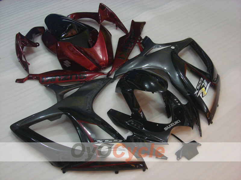 Kit de carénage à injection pour GSX R750 06-07 - Rouge, Noir - Style d'usine #OYO87901340