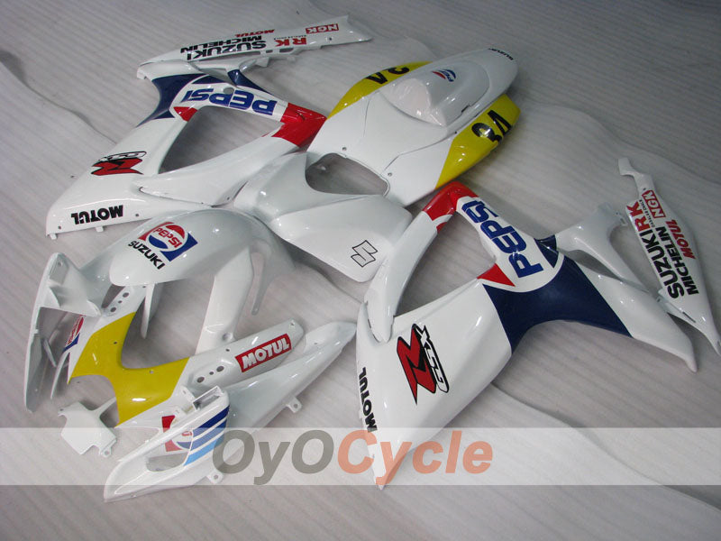 Kit de carénage à injection pour GSX R600 06-07 - Jaune, Blanc - MICHELIN, MOTUL, PEPSI #OYO87901596