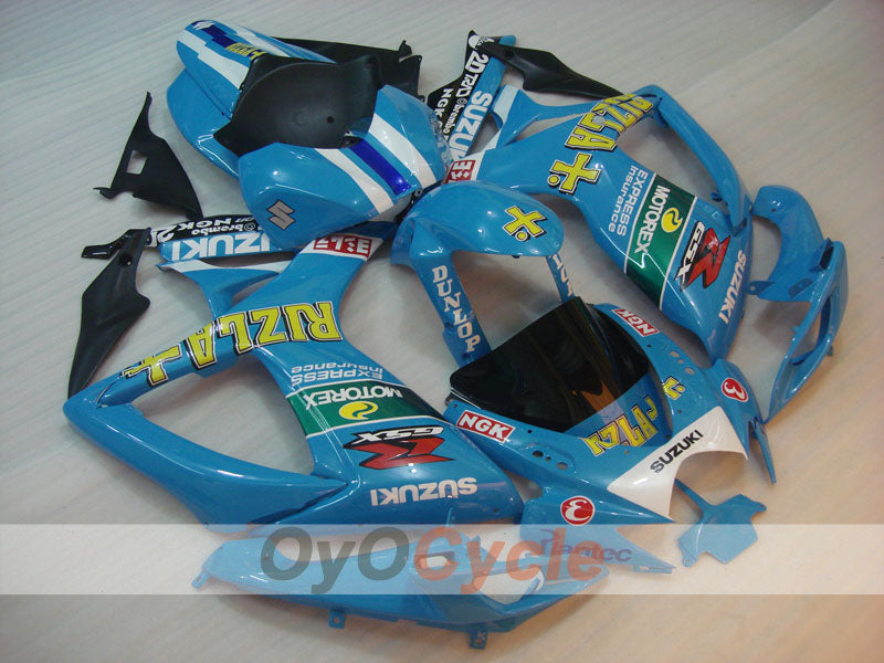 Kit de carénage à injection pour GSX R600 06-07 - Bleu, Noir - DUNLOP, Rizla+ #OYO87901601