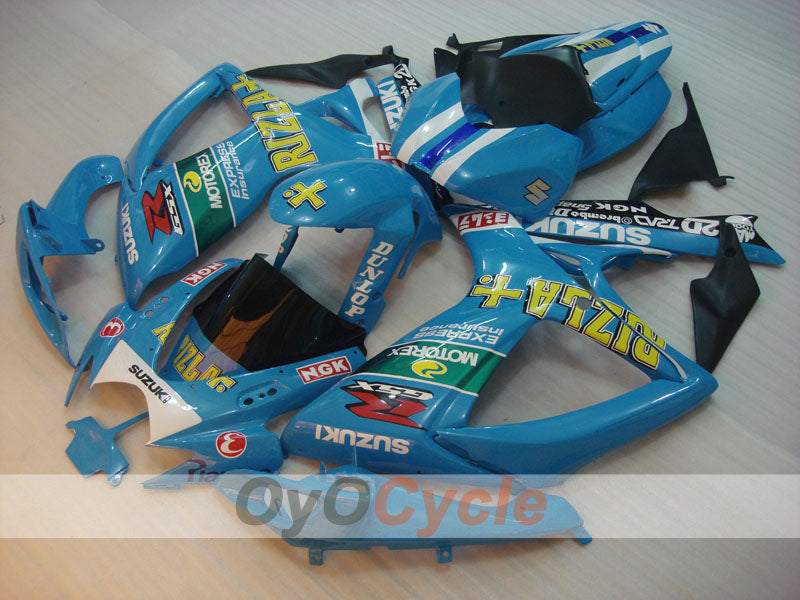 Kit de carénage à injection pour GSX R600 06-07 - Bleu, Noir - DUNLOP, Rizla+ #OYO87901601