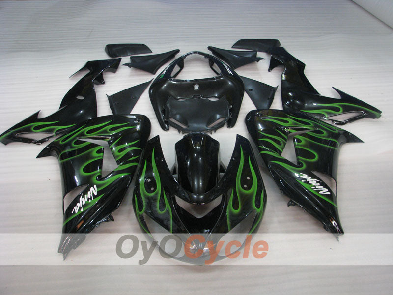 Kit de carénage à injection pour NINJA ZX-10R 06-07 - Vert, Noir - Flamme #OYO87901610