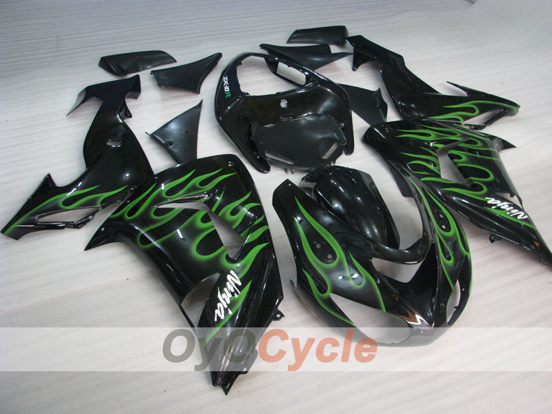 Kit de carénage à injection pour NINJA ZX-10R 06-07 - Vert, Noir - Flamme #OYO87901610