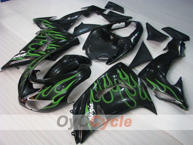 Kit de carénage à injection pour NINJA ZX-10R 06-07 - Vert, Noir - Flamme #OYO87901610