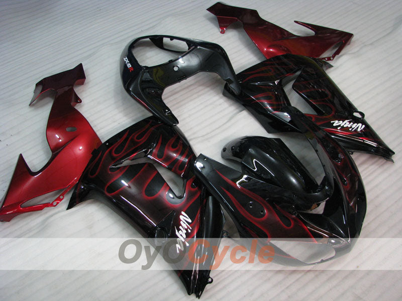 Kit de carénage à injection pour NINJA ZX-10R 06-07 - Rouge, Noir - Flame #OYO87901612