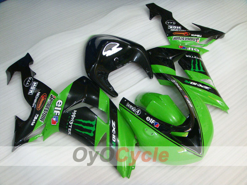 Kit de carénage à injection pour NINJA ZX-10R 06-07 - Vert, noir - Monster #OYO87901627