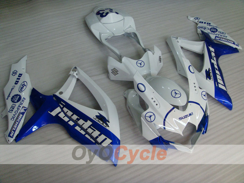 Kit de carénage injecté pour GSX R600 08-10 - Bleu, Blanc - Jordan #OYO87901639