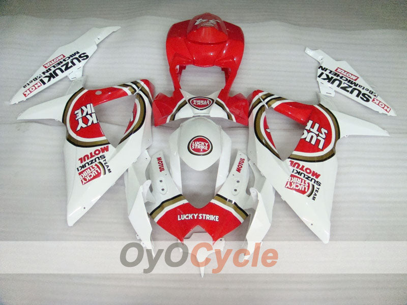 Kit de carénage à injection pour GSX R750 08-10 - Rouge, Blanc - Lucky Strike #OYO87901454