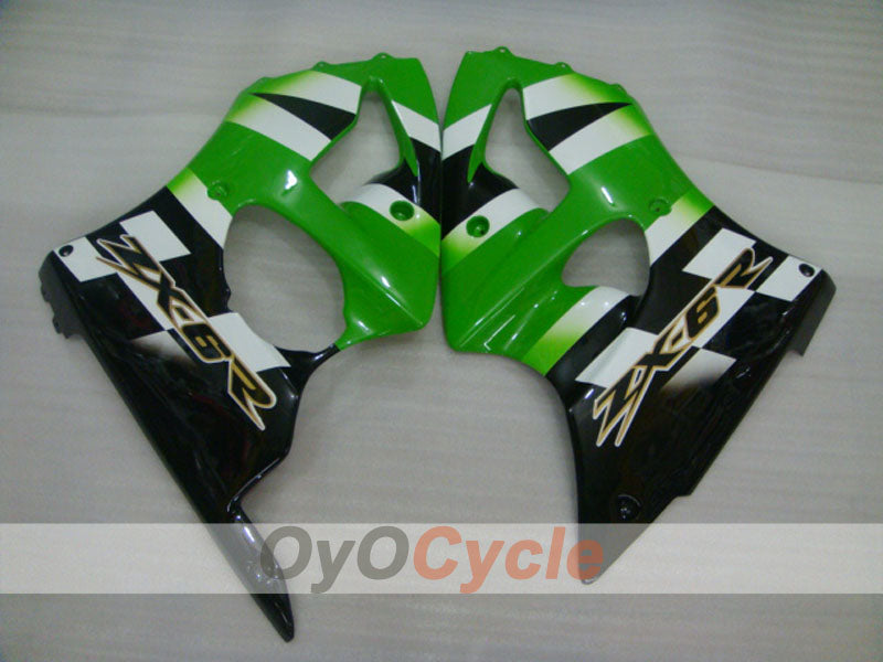 Kit de carénage à injection pour NINJA ZX-6R 00-02 - Vert, blanc - Style d'origine #OYO87901706