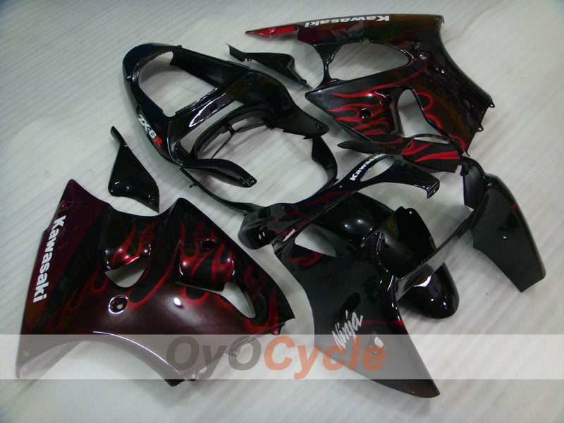 Kit de carénage à injection pour NINJA ZX-6R 00-02 - Rouge, noir - Flamme #OYO87901711