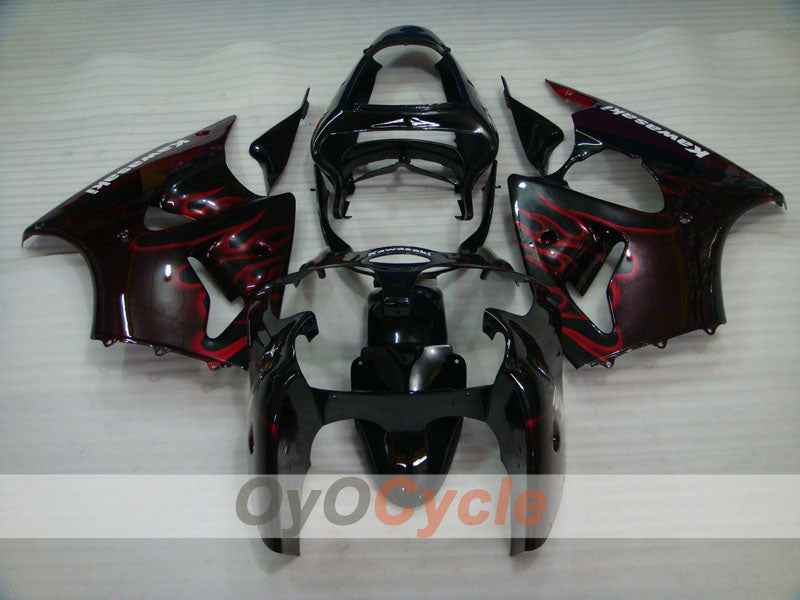 Kit de carénage à injection pour NINJA ZX-6R 00-02 - Rouge, noir - Flamme #OYO87901711