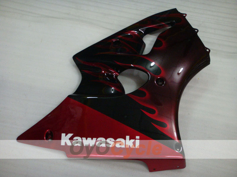 Kit de carénage à injection pour NINJA ZX-6R 00-02 - Rouge, noir - Flamme #OYO87901711