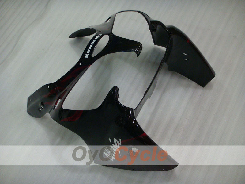 Kit de carénage à injection pour NINJA ZX-6R 00-02 - Rouge, noir - Flamme #OYO87901711