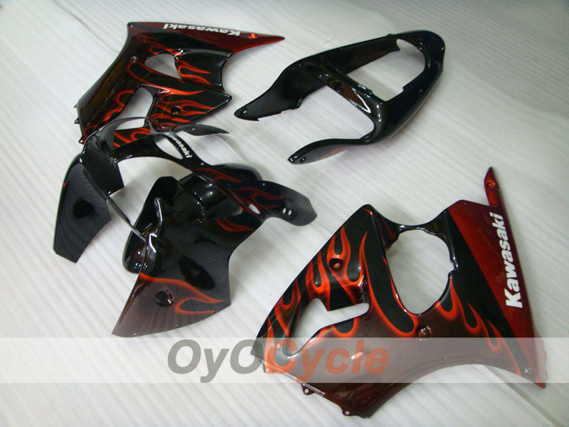Kit de carénage à injection pour NINJA ZX-6R 00-02 - Orange, noir - Flamme #OYO87901713