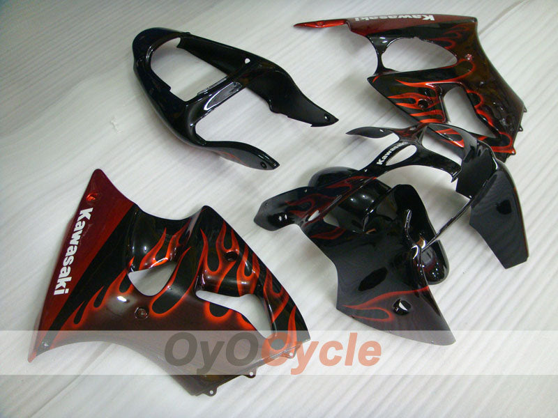 Kit de carénage à injection pour NINJA ZX-6R 00-02 - Orange, noir - Flamme #OYO87901713