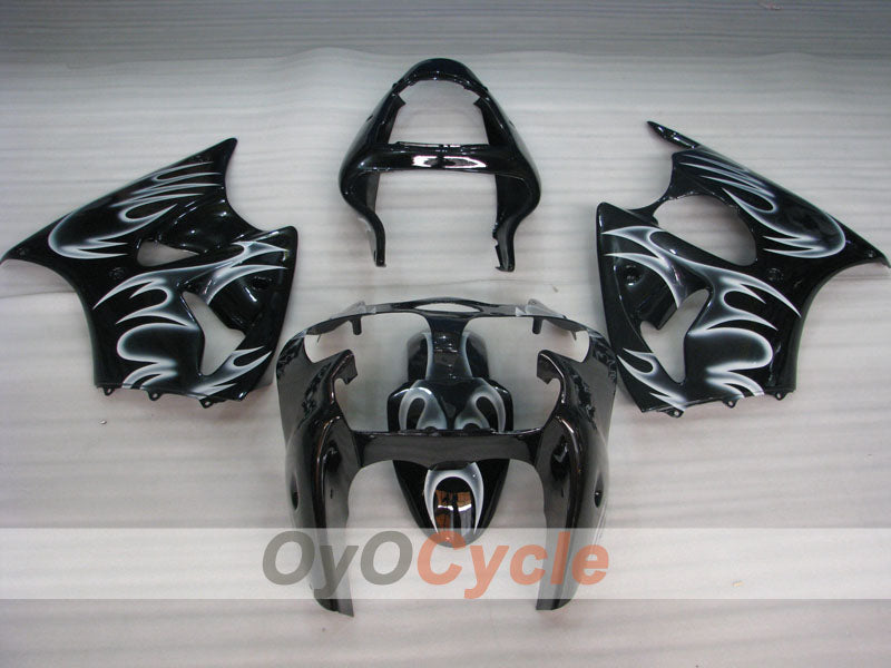 Kit de carénage à injection pour NINJA ZX-6R 00-02 - Blanc, noir - Flamme #OYO87901714