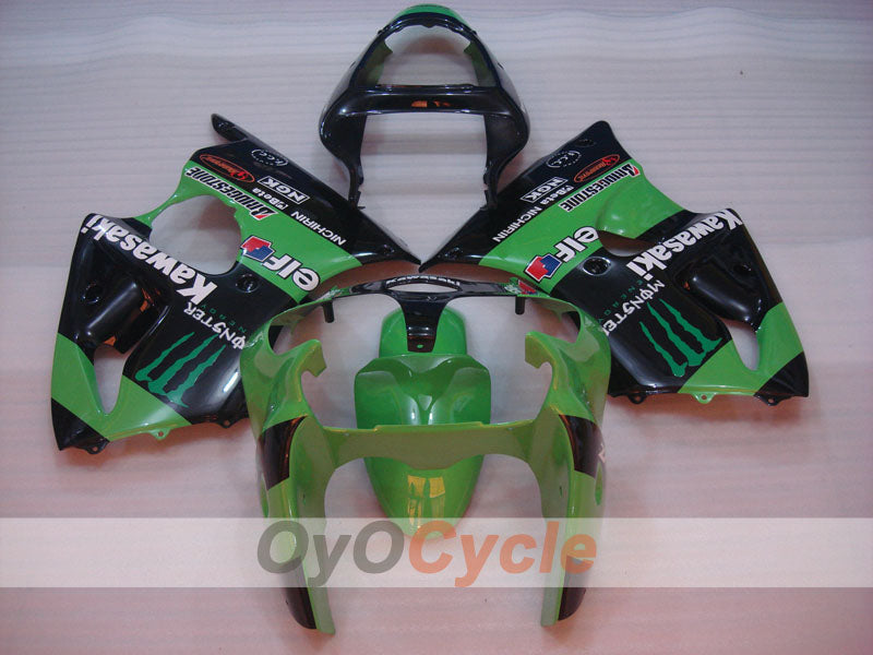 Kit de carénage injecté pour NINJA ZX-6R 00-02 - Vert, noir - Monster #OYO87901719